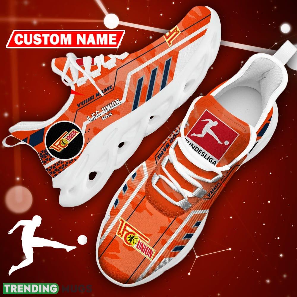 1. FC Union Berlin Logo Running Sneakers Camo Orange Max Soul Shoes Custom Name Max Soul 1. FC Union Berlin Logo Running Sneakers Camo Orange Max Soul Shoes Custom Name Max Soul