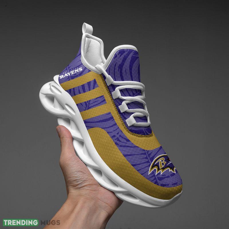 Baltimore Ravens Leaf and Stripe Pattern Men's and Women's Max Soul Shoes Envision Running Sneakers Max Soul Baltimore Ravens Leaf and Stripe Pattern Men's and Women's Max Soul Shoes Envision Running Sneakers Max Soul