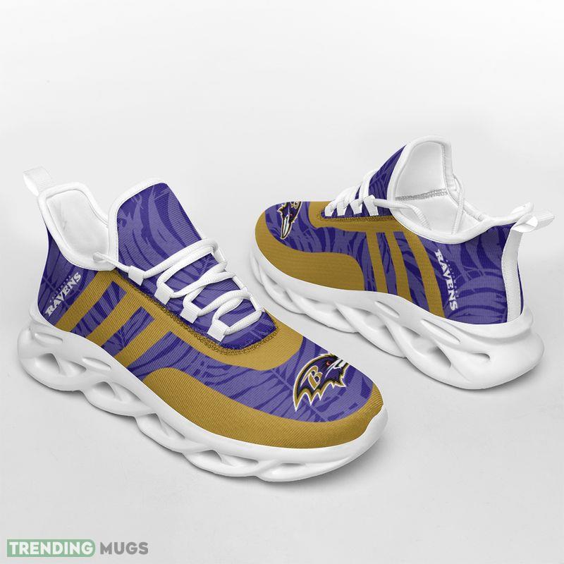 Baltimore Ravens Leaf and Stripe Pattern Men's and Women's Max Soul Shoes Envision Running Sneakers Max Soul Baltimore Ravens Leaf and Stripe Pattern Men's and Women's Max Soul Shoes Envision Running Sneakers Max Soul