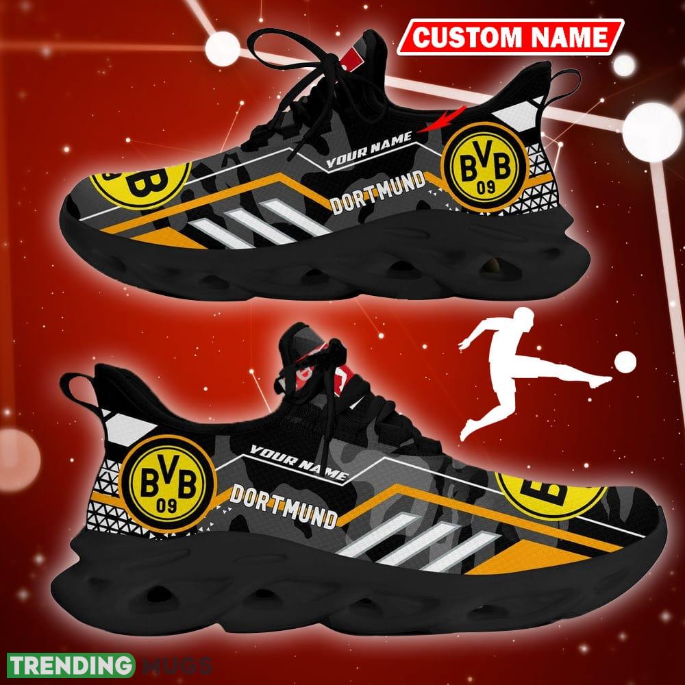 Borussia Dortmund Logo Chunky Sneakers Camo Black Max Soul Shoes Custom Name Max Soul Borussia Dortmund Logo Chunky Sneakers Camo Black Max Soul Shoes Custom Name Max Soul