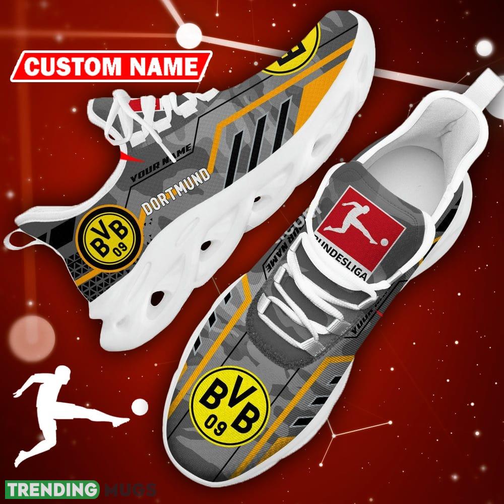 Borussia Dortmund Logo Running Sneakers Camo Grey Max Soul Shoes Custom Name - Borussia Dortmund Logo Camo Chunky Sneakers Triangle Pattern Max Soul Shoes Photo 15 Borussia Dortmund Logo Running Sneakers Camo Grey Max Soul Shoes Custom Name - Borussia Dortmund Logo Camo Chunky Sneakers Triangle Pattern Max Soul Shoes Photo 15