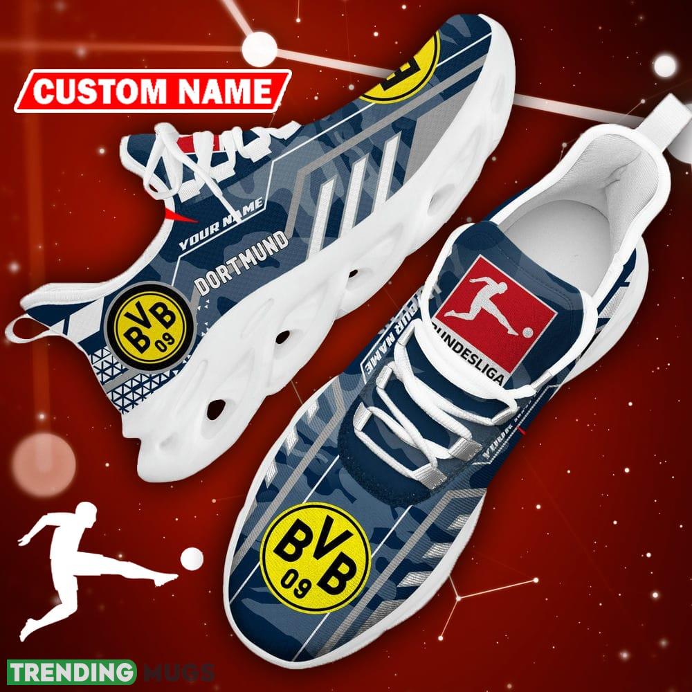 Borussia Dortmund Logo Sport Sneakers Camo Navy Max Soul Shoes Custom Name - Borussia Dortmund Logo Camo Chunky Sneakers Triangle Pattern Max Soul Shoes Photo 19