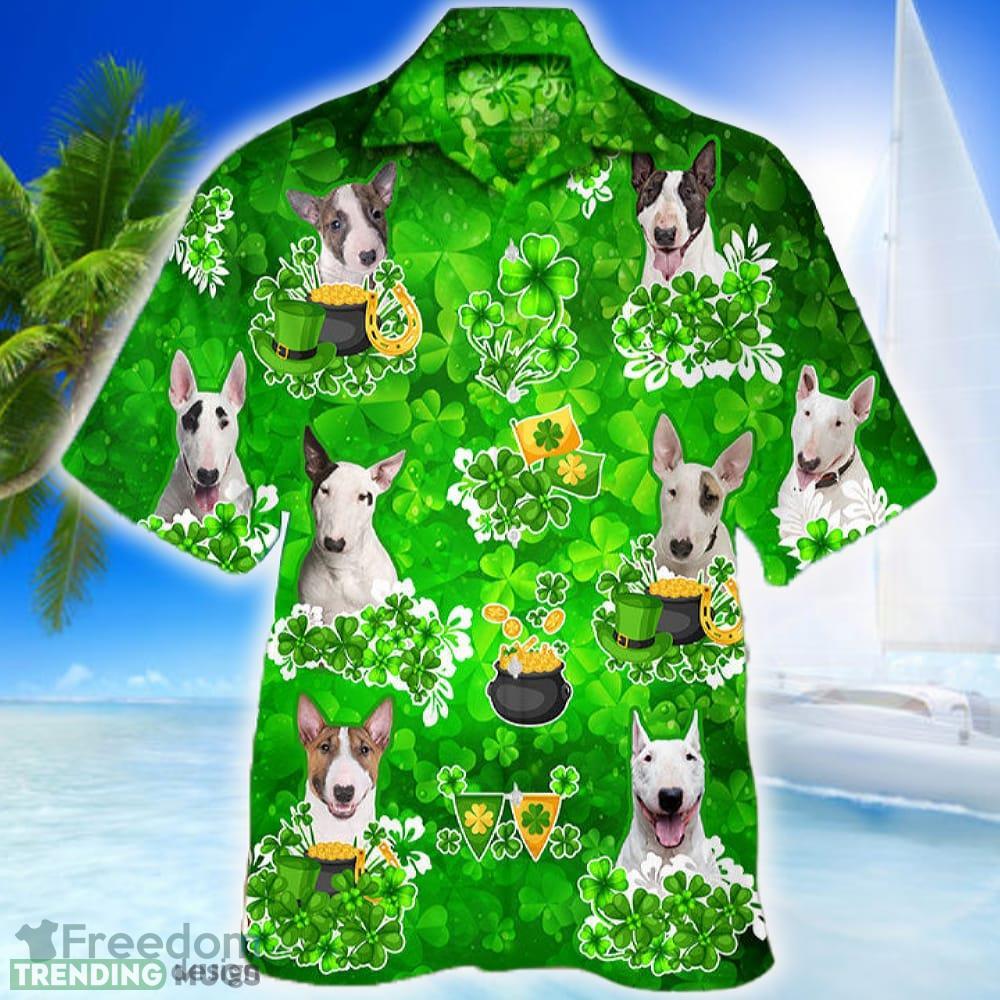 Bull Terrier Happy St.patrick 3D Hawaiian Shirt Dog Lover Gift Beach - Bull Terrier Happy St.patrick 3D Hawaiian Shirt Dog Lover Gift_1