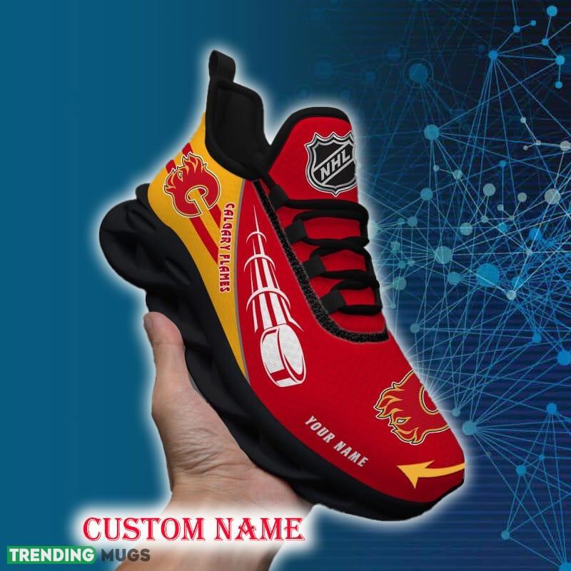 Calgary Flames Sports Shoes Custom Name Fans Gift Max Soul Sneakers New Ideas Max Soul Calgary Flames Sports Shoes Custom Name Fans Gift Max Soul Sneakers New Ideas Max Soul