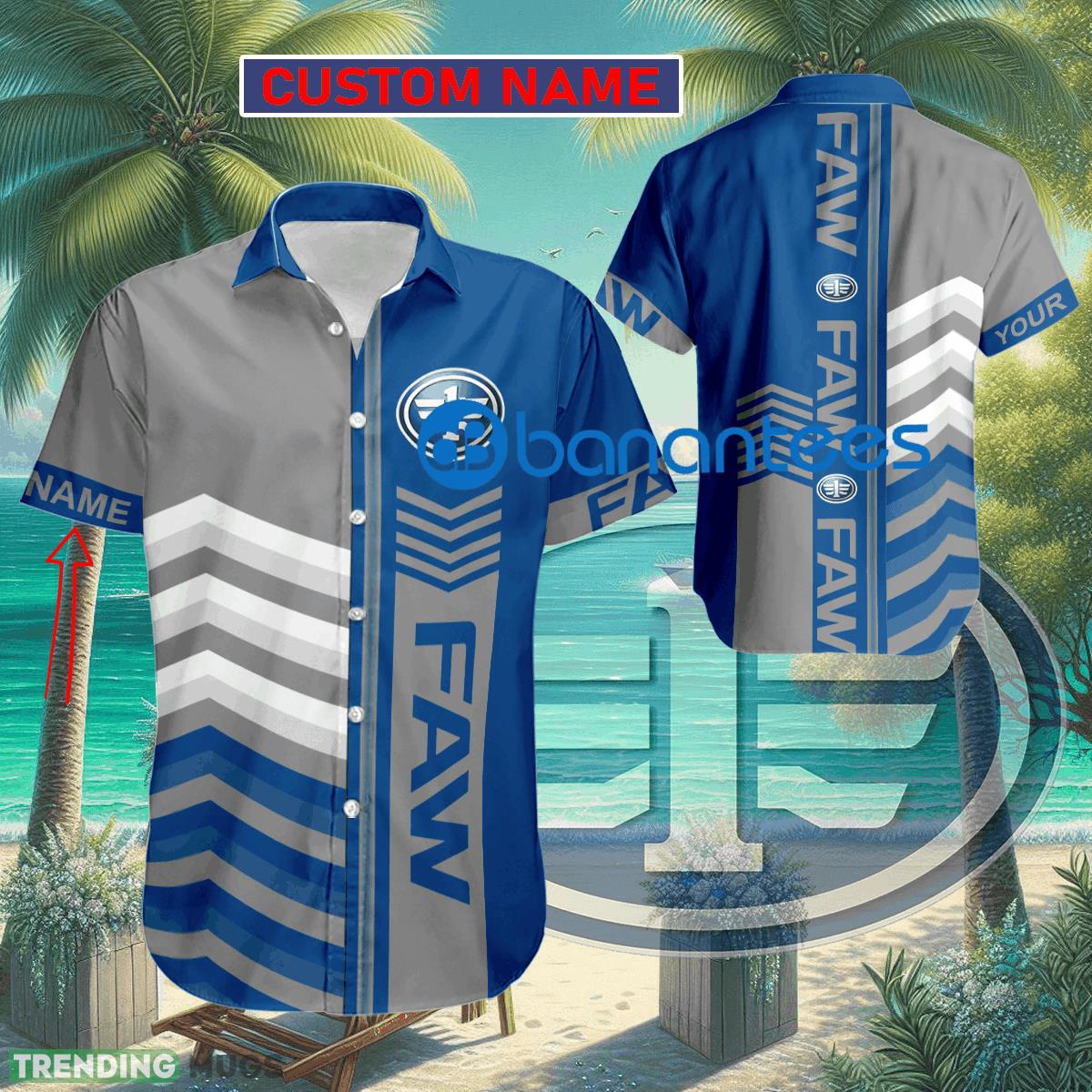 Car Racing FAW Arrow Pattern Hawaiian Shirt New Custom Name Gift - Car Racing FAW Arrow Pattern Hawaiian Shirt New Custom Name Gift