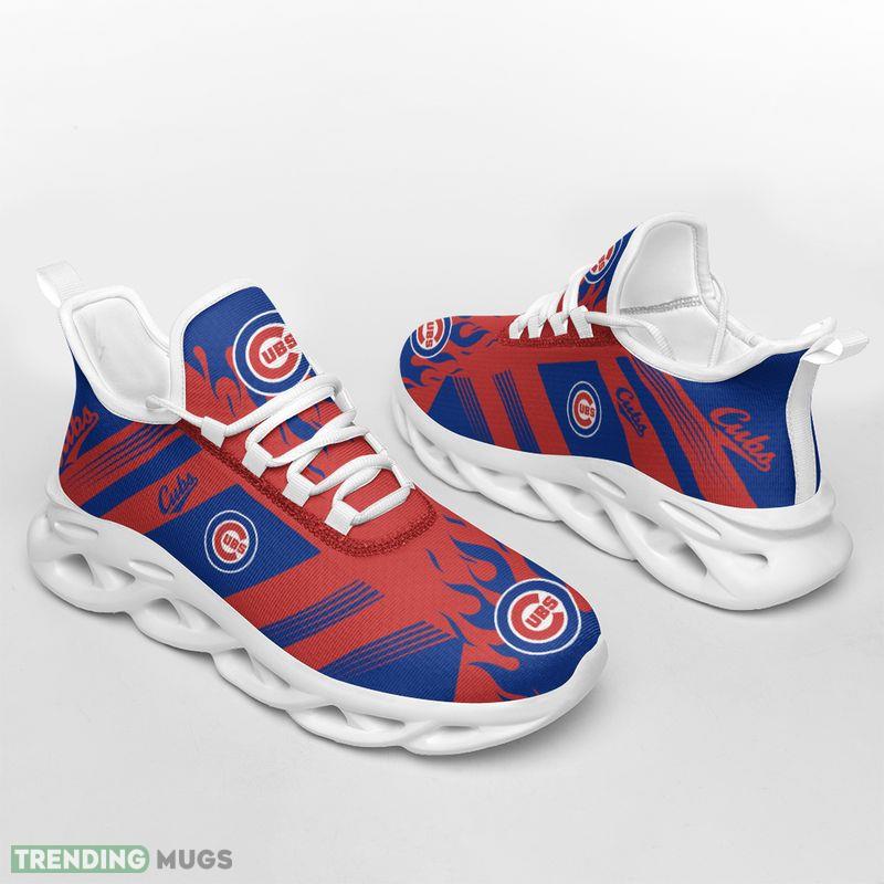 Chicago Cubs Stripe and Fire Pattern Max Soul Shoes Iconic Running Sneakers Max Soul Chicago Cubs Stripe and Fire Pattern Max Soul Shoes Iconic Running Sneakers Max Soul