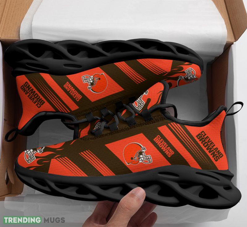 Cleveland Browns Stripe and Fire Pattern Max Soul Shoes Energize Running Sneakers Max Soul Cleveland Browns Stripe and Fire Pattern Max Soul Shoes Energize Running Sneakers Max Soul