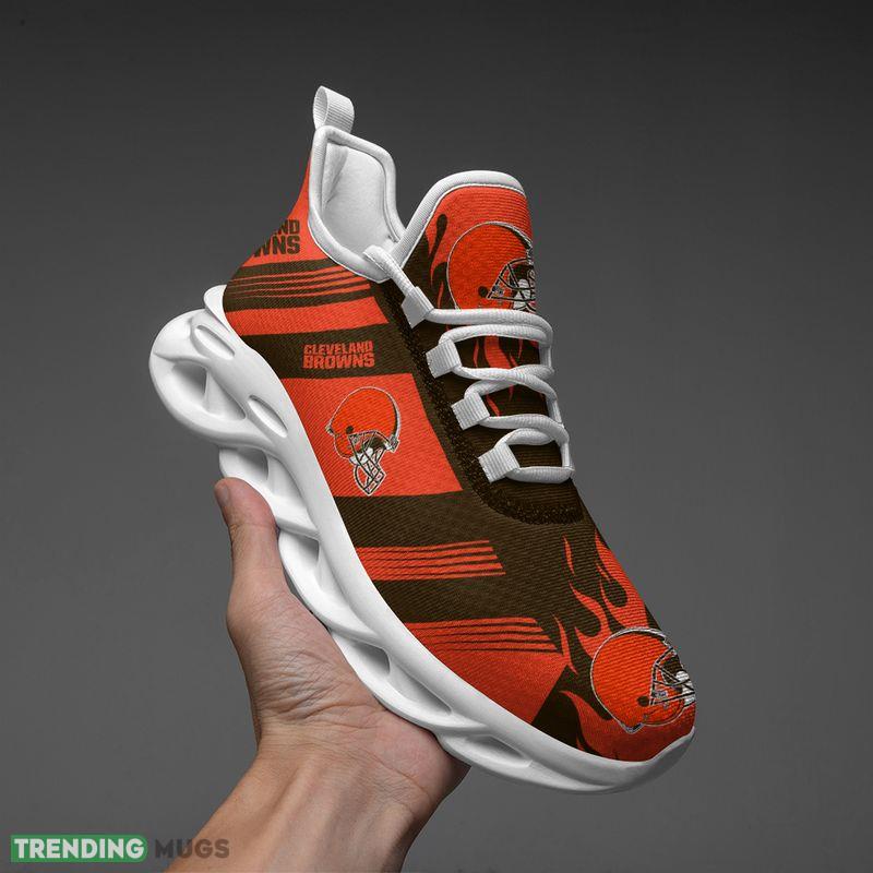 Cleveland Browns Stripe and Fire Pattern Max Soul Shoes Energize Running Sneakers Max Soul Cleveland Browns Stripe and Fire Pattern Max Soul Shoes Energize Running Sneakers Max Soul