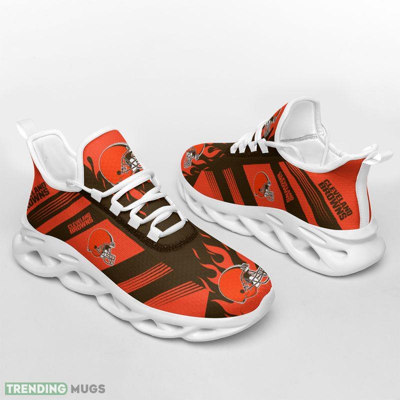 Cleveland Browns Stripe and Fire Pattern Max Soul Shoes Energize Running Sneakers Max Soul Cleveland Browns Stripe and Fire Pattern Max Soul Shoes Energize Running Sneakers Max Soul