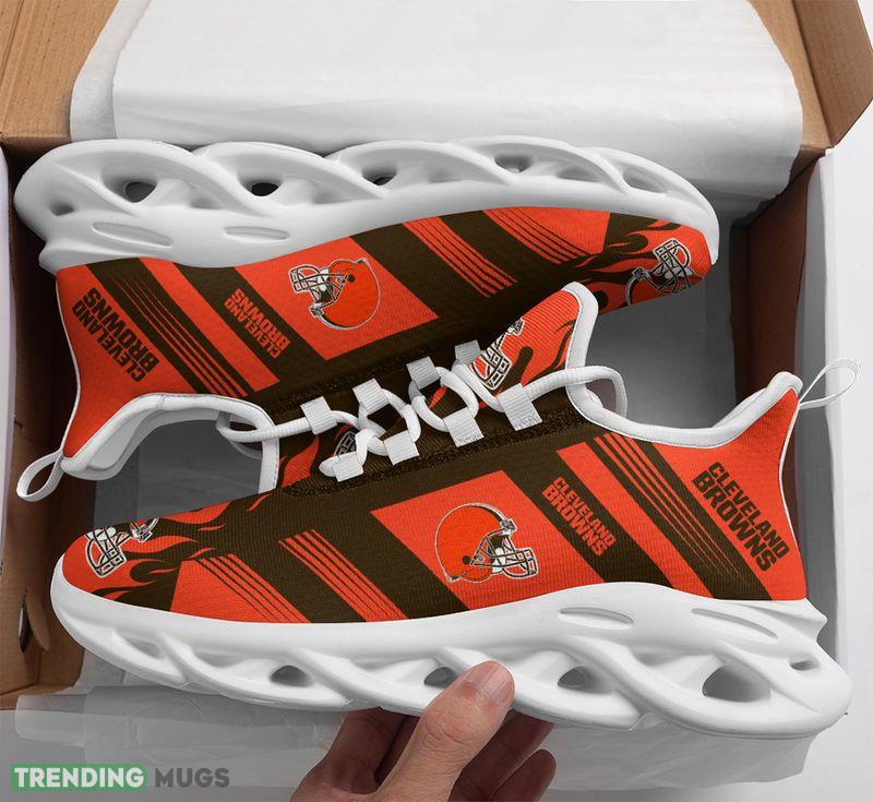 Cleveland Browns Stripe and Fire Pattern Max Soul Shoes Energize Running Sneakers - Cleveland Browns Stripe and Fire Pattern Max Soul Shoes_1