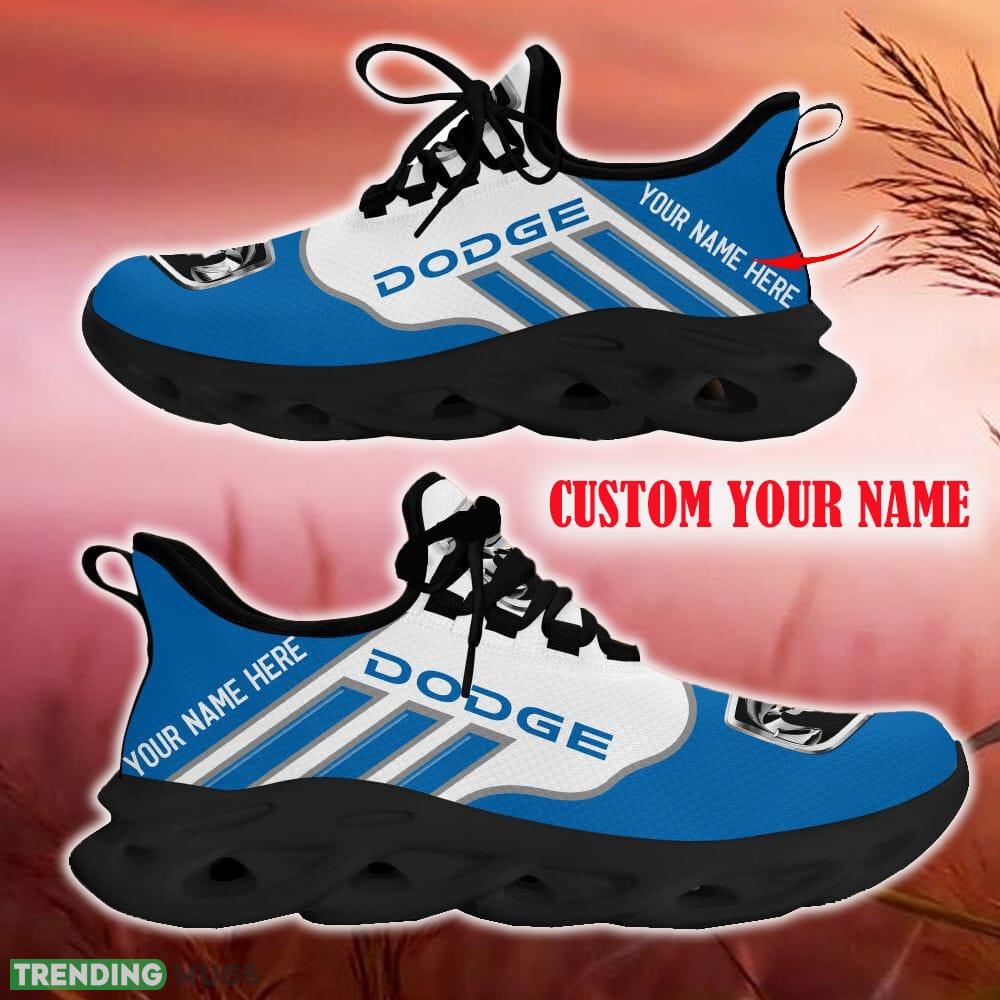 Custom Name Dodge Blue Car Logo Max Soul Sneakers For Fans Team Running Shoes Gift Men And Women Max Soul Custom Name Dodge Blue Car Logo Max Soul Sneakers For Fans Team Running Shoes Gift Men And Women Max Soul