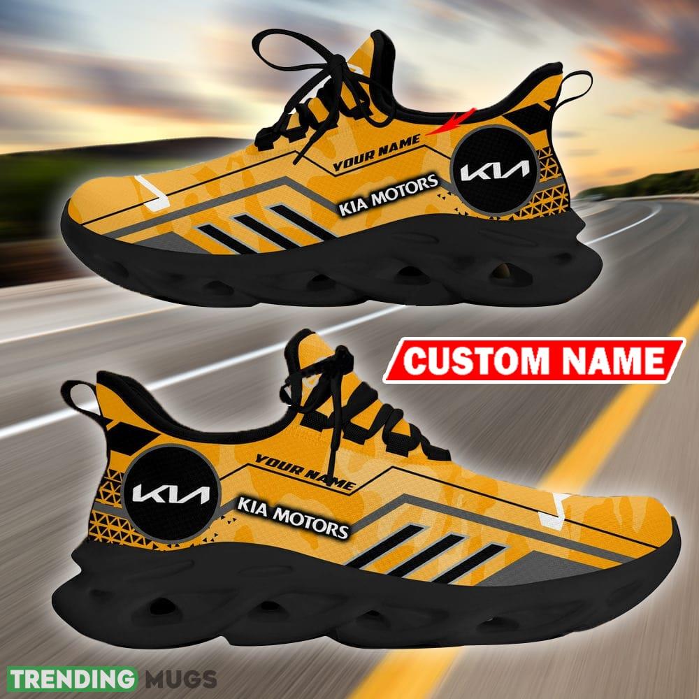 Custom Name Kia Logo Camo Yellow Max Soul Sneakers Racing Car And Motorcycle Chunky Sneakers Max Soul Custom Name Kia Logo Camo Yellow Max Soul Sneakers Racing Car And Motorcycle Chunky Sneakers Max Soul