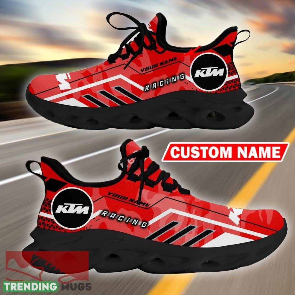 Custom Name KTM Logo Camo Red Max Soul Sneakers Racing Car And Motorcycle Chunky Sneakers Max Soul Custom Name KTM Logo Camo Red Max Soul Sneakers Racing Car And Motorcycle Chunky Sneakers Max Soul