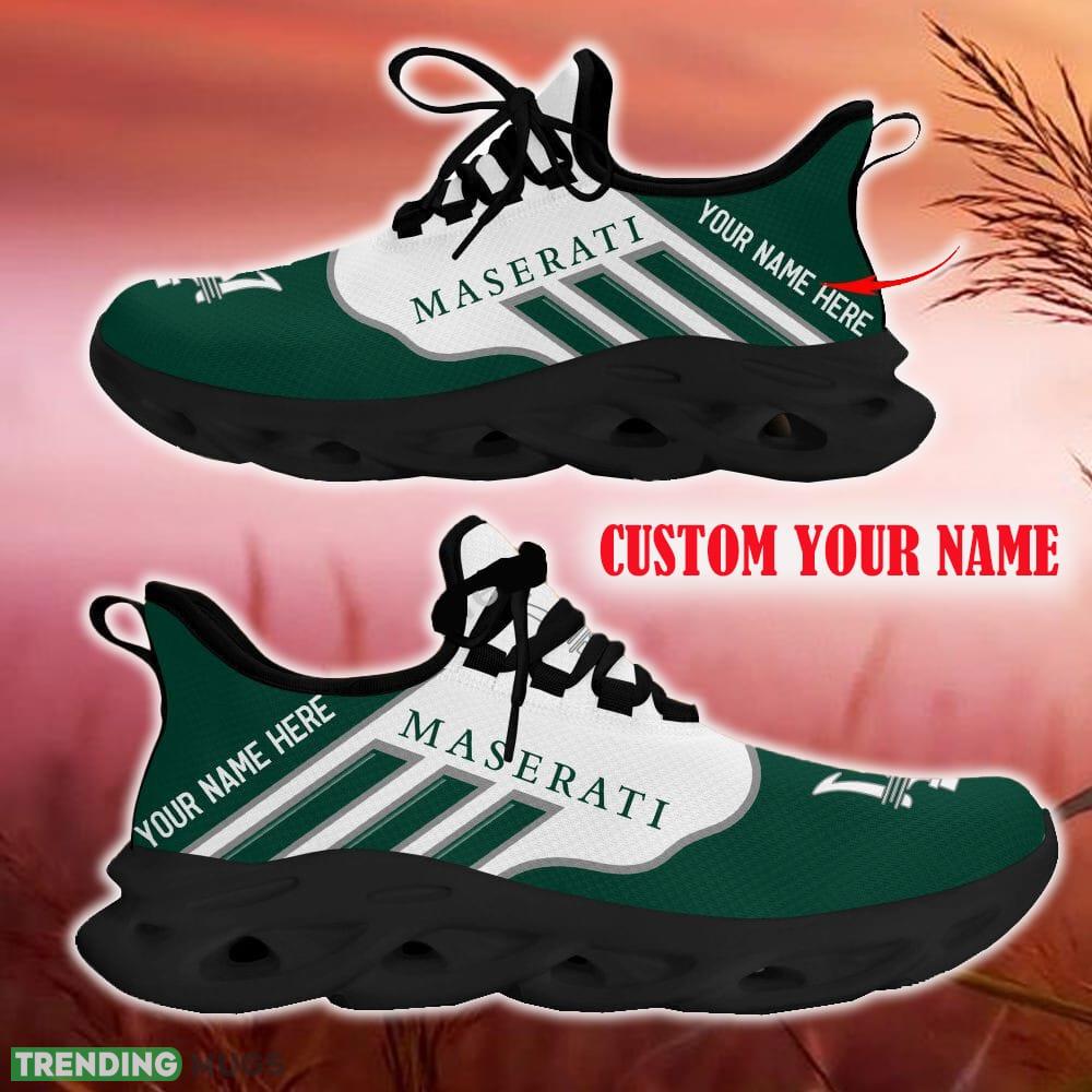 Custom Name Maserati Green Car Logo Max Soul Sneakers For Fans Team Running Shoes Gift Men And Women Max Soul Custom Name Maserati Green Car Logo Max Soul Sneakers For Fans Team Running Shoes Gift Men And Women Max Soul