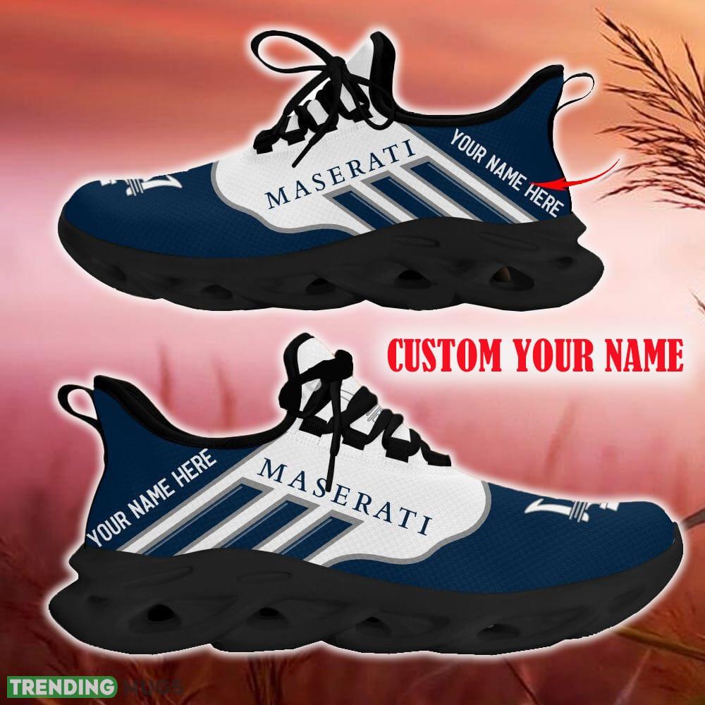 Custom Name Maserati Navy Car Logo Max Soul Sneakers For Fans Team Running Shoes Gift Men And Women Max Soul Custom Name Maserati Navy Car Logo Max Soul Sneakers For Fans Team Running Shoes Gift Men And Women Max Soul