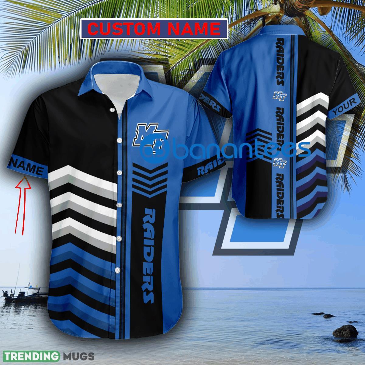 Custom Name NCAA Middle Tenn Blue Raiders Traditional Logo All Over Print Hawaiian Shirt For Summer - Custom Name NCAA Middle Tenn Blue Raiders Traditional Logo All Over Print Hawaiian Shirt For Summer Custom Name NCAA Middle Tenn Blue Raiders Traditional Logo All Over Print Hawaiian Shirt For Summer - Custom Name NCAA Middle Tenn Blue Raiders Traditional Logo All Over Print Hawaiian Shirt For Summer