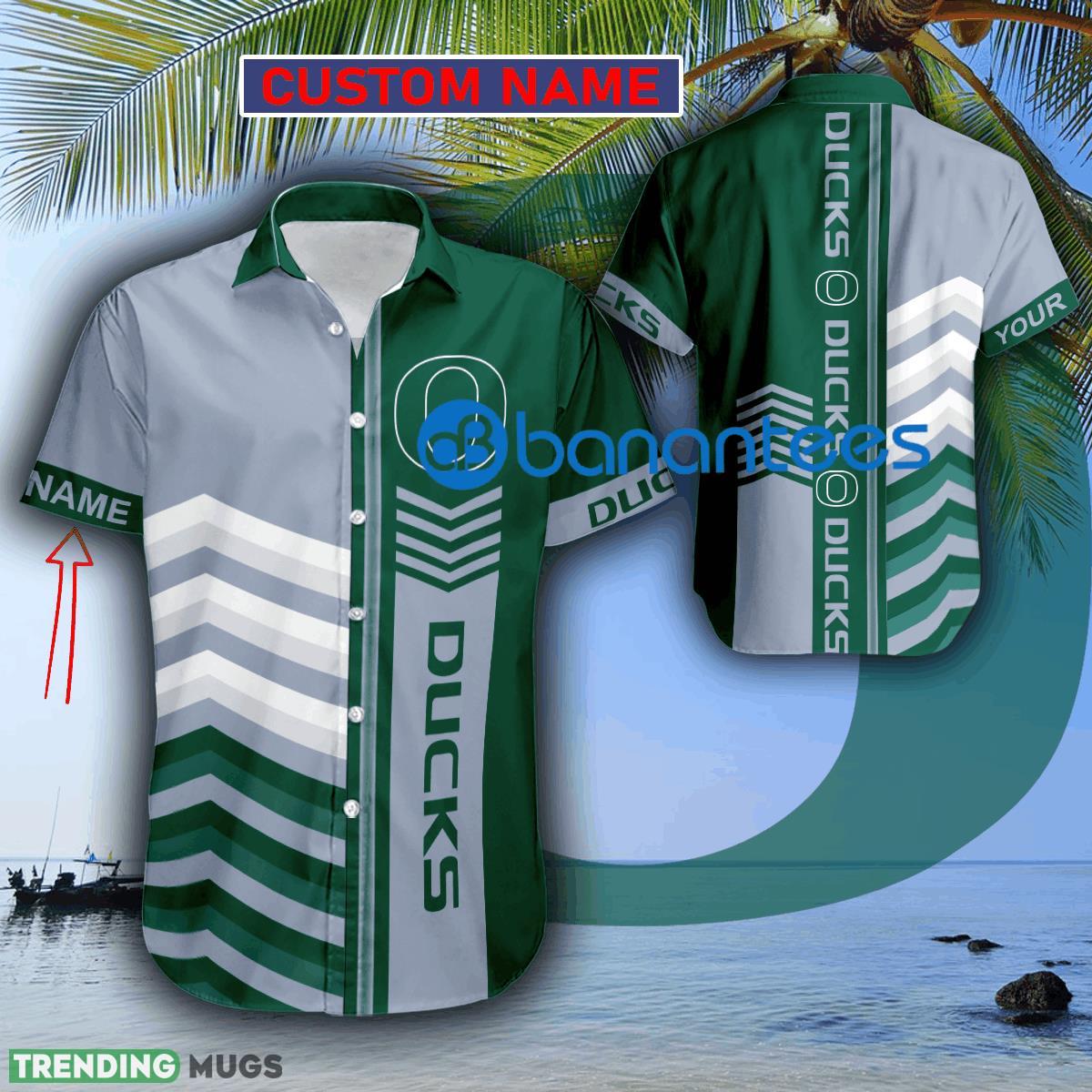 Custom Name NCAA Oregon Ducks Latest Logo Beach Hawaiian Shirt Men And Women Gift - Custom Name NCAA Oregon Ducks Latest Logo Beach Hawaiian Shirt Men And Women Gift