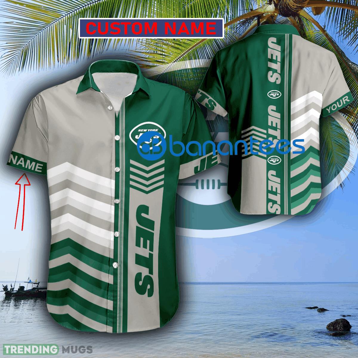 Custom Name NFL New York Jets Sunset Logo 3D Hawaiian Shirt Men And Women Gift - Custom Name NFL New York Jets Sunset Logo 3D Hawaiian Shirt Men And Women Gift