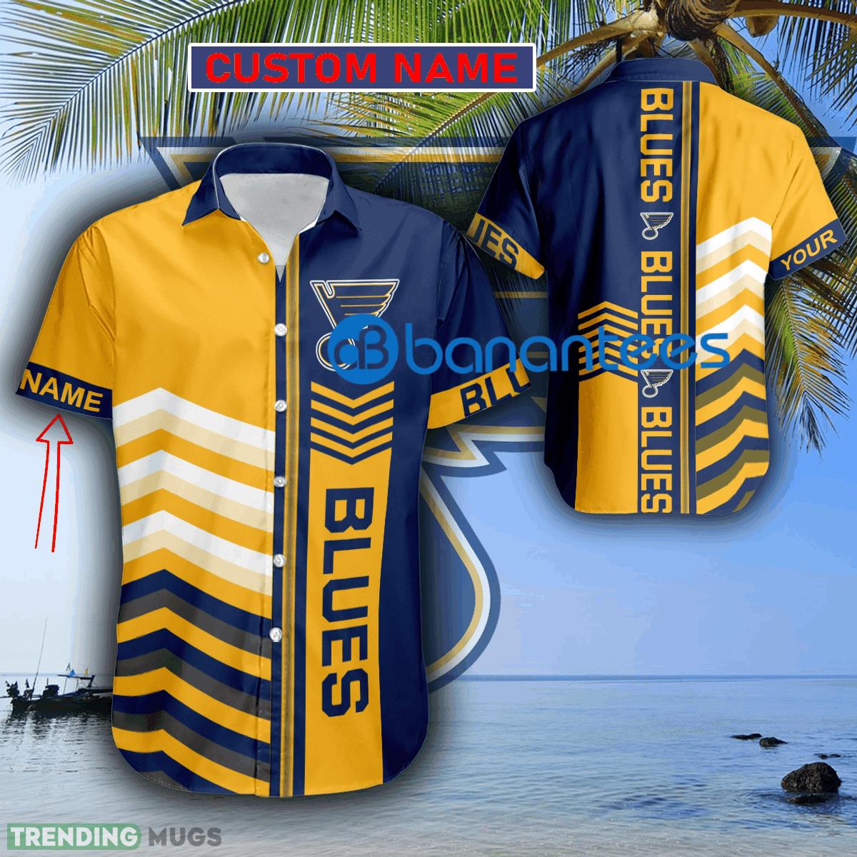 Custom Name NHL St. Louis Blues Casual Logo Beach Hawaiian Shirt For Men And Women - Custom Name NHL St. Louis Blues Casual Logo Beach Hawaiian Shirt For Men And Women