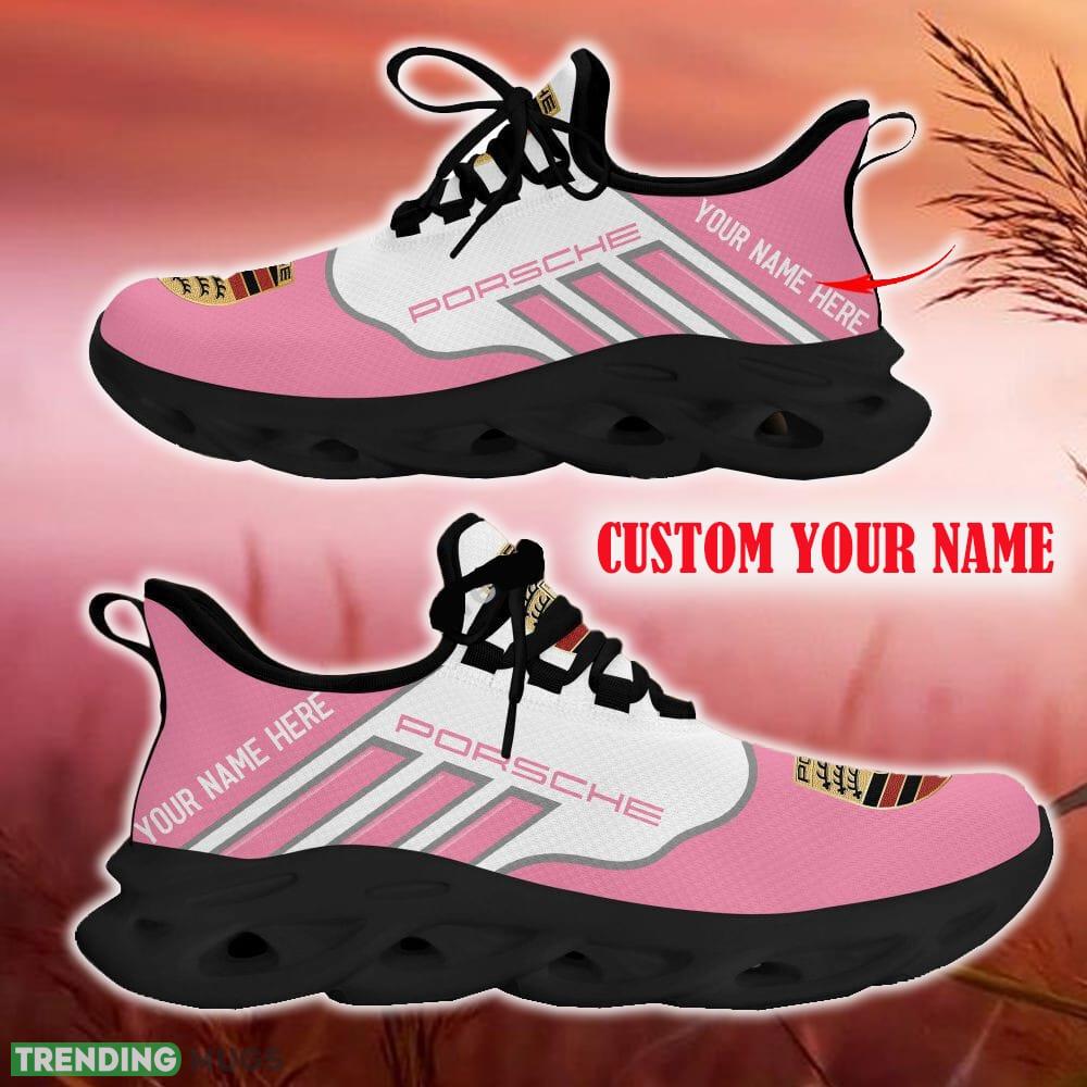 Custom Name Porsche Pink Car Logo Max Soul Sneakers For Fans Team Running Shoes Gift Men And Women Max Soul Custom Name Porsche Pink Car Logo Max Soul Sneakers For Fans Team Running Shoes Gift Men And Women Max Soul