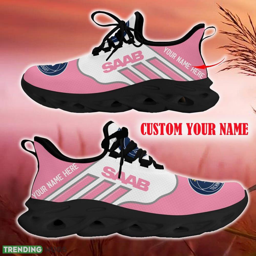 Custom Name Saab Automobile Pink Car Logo Max Soul Sneakers For Fans Team Running Shoes Gift Men And Women Max Soul Custom Name Saab Automobile Pink Car Logo Max Soul Sneakers For Fans Team Running Shoes Gift Men And Women Max Soul