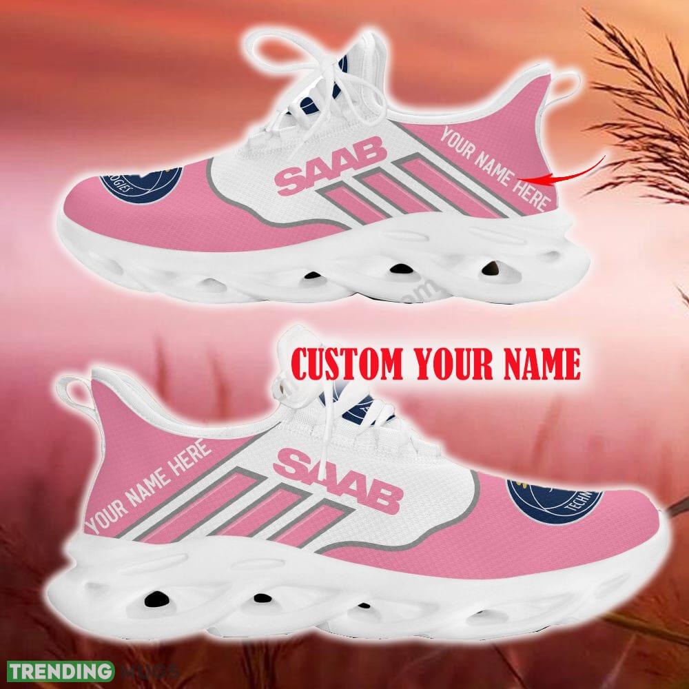 Custom Name Saab Automobile Pink Car Logo Max Soul Sneakers For Fans Team Running Shoes Gift Men And Women - Saab Automobile Max Soul Shoes New Car_17 Custom Name Saab Automobile Pink Car Logo Max Soul Sneakers For Fans Team Running Shoes Gift Men And Women - Saab Automobile Max Soul Shoes New Car_17