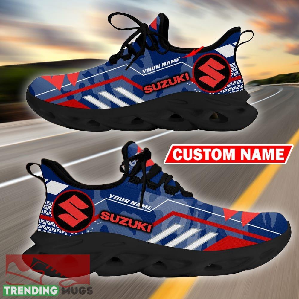 Custom Name Suzuki Logo Camo Blue Max Soul Sneakers Racing Car And Motorcycle Chunky Sneakers Max Soul Custom Name Suzuki Logo Camo Blue Max Soul Sneakers Racing Car And Motorcycle Chunky Sneakers Max Soul