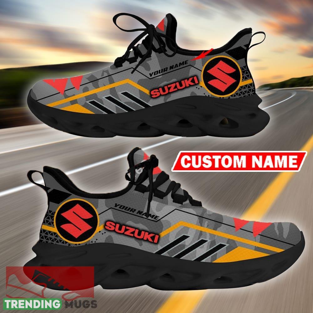 Custom Name Suzuki Logo Camo Grey Max Soul Sneakers Racing Car And Motorcycle Chunky Sneakers Max Soul Custom Name Suzuki Logo Camo Grey Max Soul Sneakers Racing Car And Motorcycle Chunky Sneakers Max Soul
