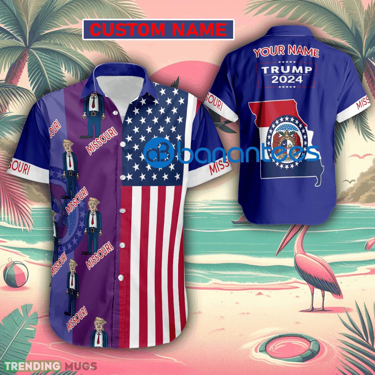 Custom Name Trump Blowzy Missouri Hawaiian Shirt Baby Trump Pointing USA Flag Gift For Fans Trump Votes - Custom Name Trump Blowzy Missouri Hawaiian Shirt Baby Trump Pointing USA Flag Gift For Fans Trump Votes