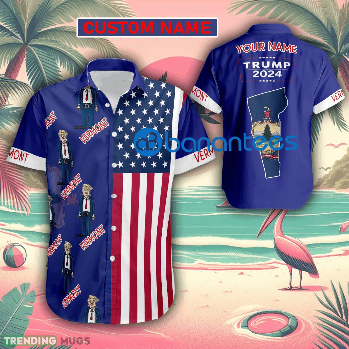 Custom Name Trump Blowzy Vermont Hawaiian Shirt Baby Trump Pointing USA Flag Gift For Fans Trump Votes - Custom Name Trump Blowzy Vermont Hawaiian Shirt Baby Trump Pointing USA Flag Gift For Fans Trump Votes