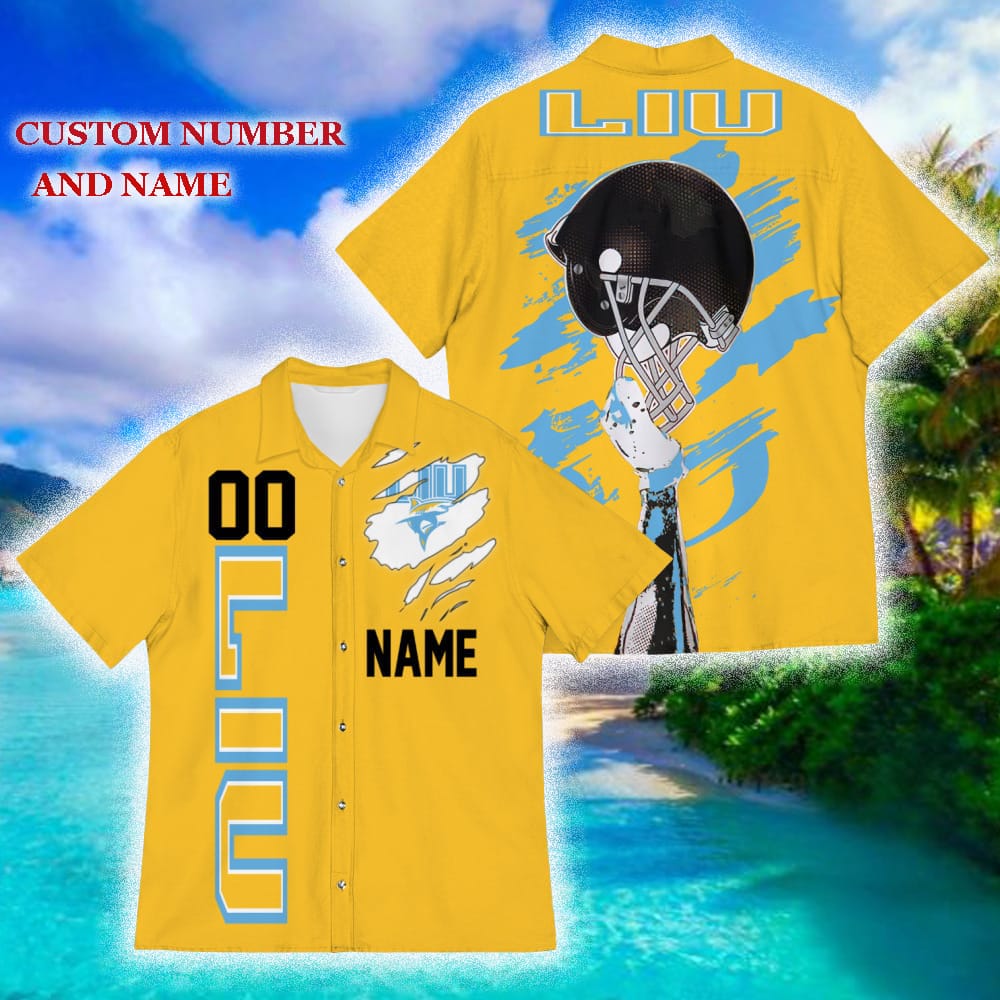 Custom Number And Name LIU Brooklyn Blackbirds Sports American Hawaiian Football Helmet New Trends For Fans Club Gifts 3D Hawaiian Shirt Aloha Beach - 190124-103018