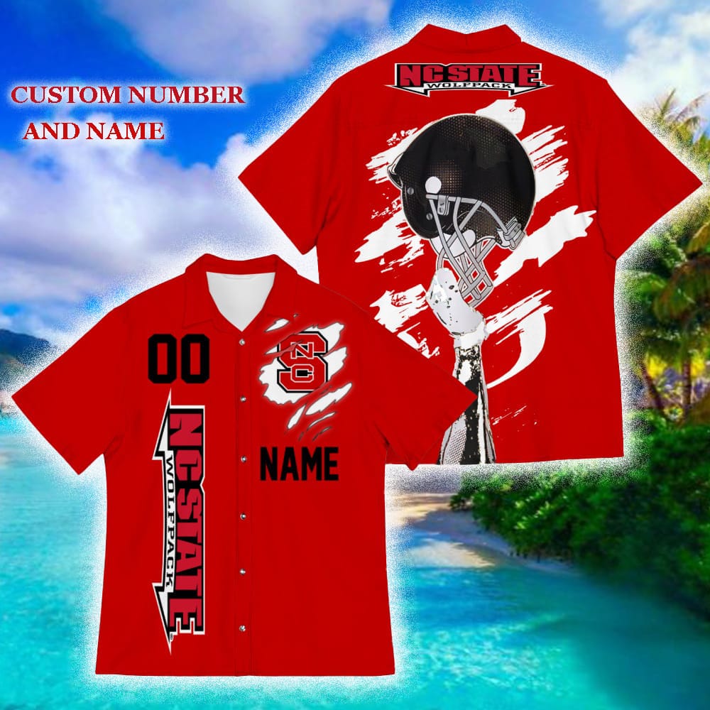 Custom Number And Name North Carolina State Wolfpack Sports American Hawaiian Football Helmet New Trends For Fans Club Gifts 3D Hawaiian Shirt Aloha Beach - 190124-103610 Custom Number And Name North Carolina State Wolfpack Sports American Hawaiian Football Helmet New Trends For Fans Club Gifts 3D Hawaiian Shirt Aloha Beach - 190124-103610