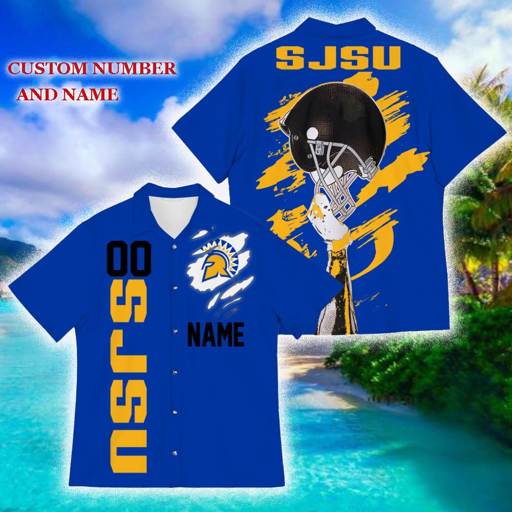 Custom Number And Name San Jose State Spartans Sports American Hawaiian Football Helmet New Trends For Fans Club Gifts 3D Hawaiian Shirt Aloha Beach - 190124-104325 Custom Number And Name San Jose State Spartans Sports American Hawaiian Football Helmet New Trends For Fans Club Gifts 3D Hawaiian Shirt Aloha Beach - 190124-104325