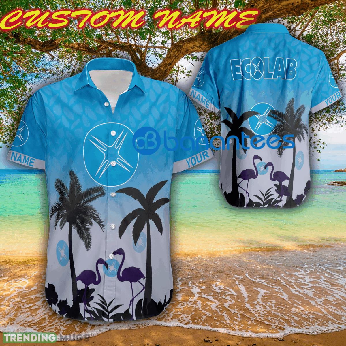 ecolab Island Logo AOP Hawaiian Shirt For Summer Custom Name - ecolab Island Logo AOP Hawaiian Shirt For Summer Custom Name
