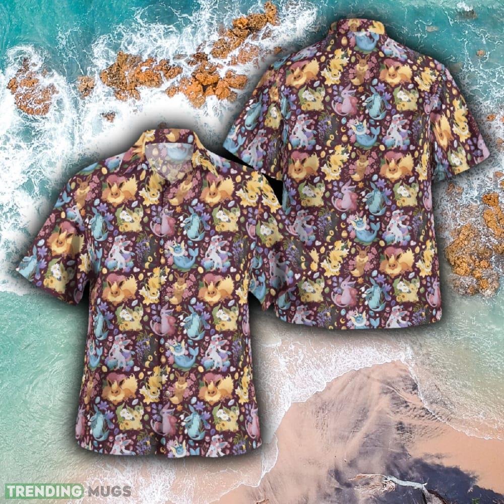 Eeveelutions Seamless Pattern Contemporary AOP Hawaiian Shirt And Short Combo For Men And Women - Eeveelutions Seamless Pattern Hawaiian Shirt_1 Eeveelutions Seamless Pattern Contemporary AOP Hawaiian Shirt And Short Combo For Men And Women - Eeveelutions Seamless Pattern Hawaiian Shirt_1