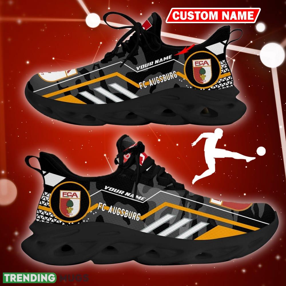 FC Augsburg Logo Sport Sneakers Camo Black Max Soul Shoes Custom Name Max Soul FC Augsburg Logo Sport Sneakers Camo Black Max Soul Shoes Custom Name Max Soul