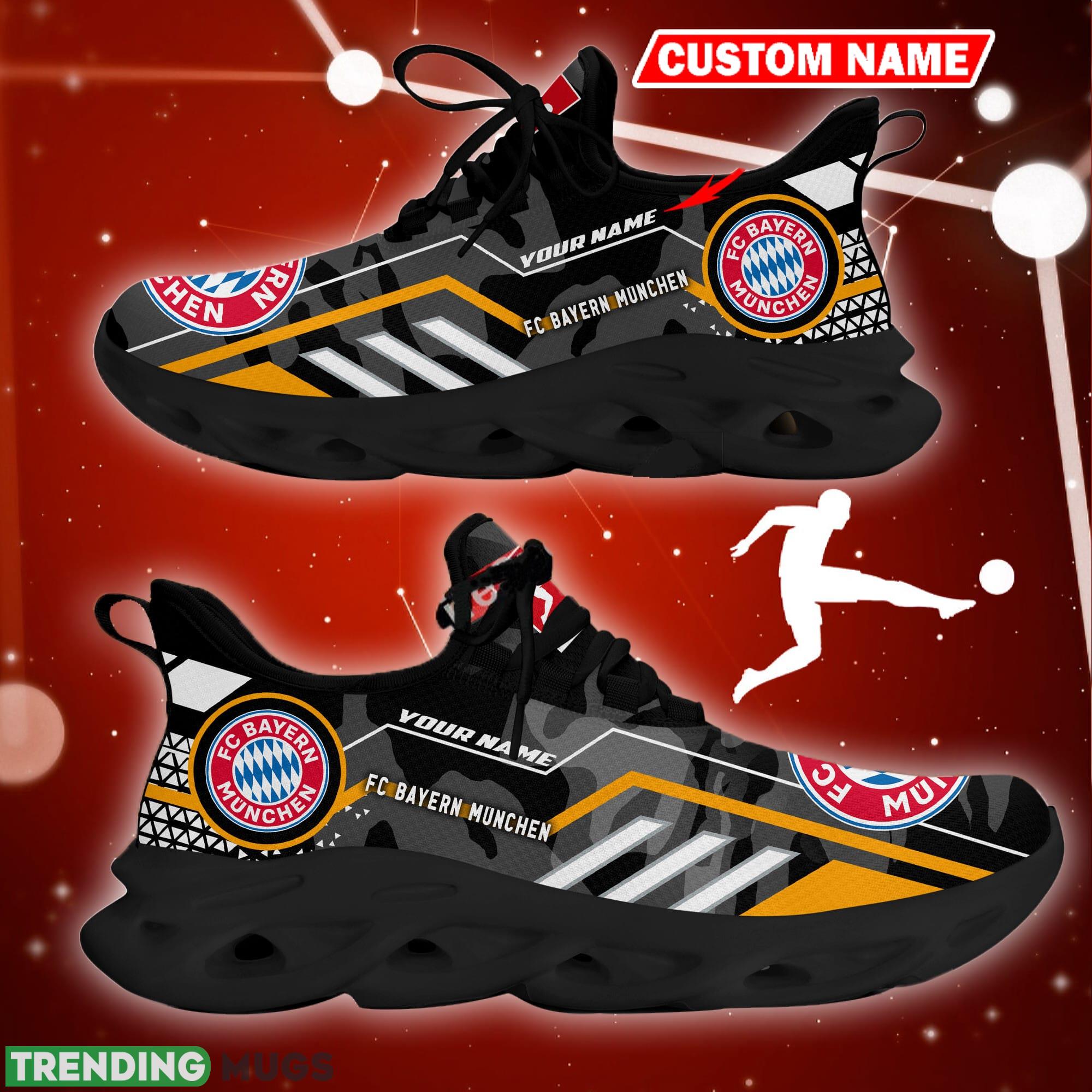 FC Bayern Munich Logo Chunky Sneakers Camo Black Max Soul Shoes Custom Name Max Soul FC Bayern Munich Logo Chunky Sneakers Camo Black Max Soul Shoes Custom Name Max Soul