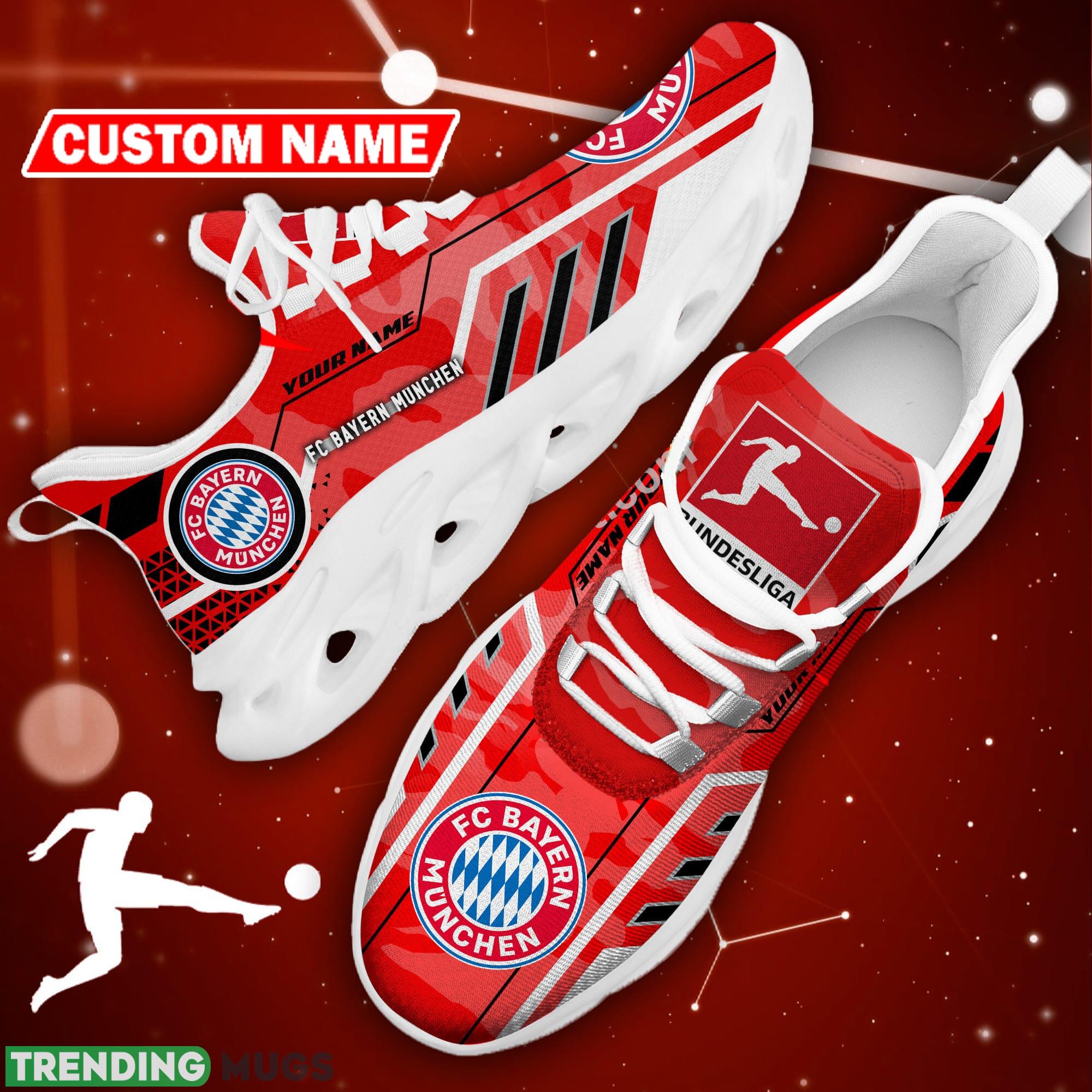 FC Bayern Munich Logo Sport Sneakers Camo Red Max Soul Shoes Custom Name Max Soul FC Bayern Munich Logo Sport Sneakers Camo Red Max Soul Shoes Custom Name Max Soul