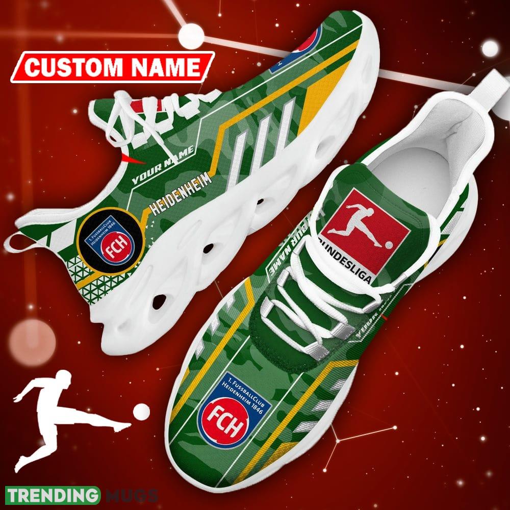FC Heidenheim Logo Chunky Sneakers Camo Green Max Soul Shoes Custom Name - FC Heidenheim Logo Camo Chunky Sneakers Triangle Pattern Max Soul Shoes Photo 16