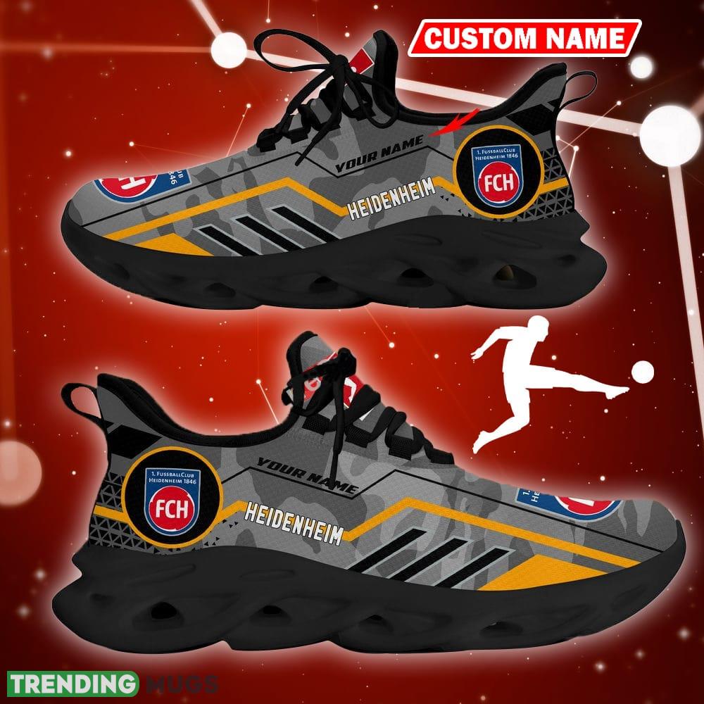 FC Heidenheim Logo Running Sneakers Camo Grey Max Soul Shoes Custom Name Max Soul FC Heidenheim Logo Running Sneakers Camo Grey Max Soul Shoes Custom Name Max Soul