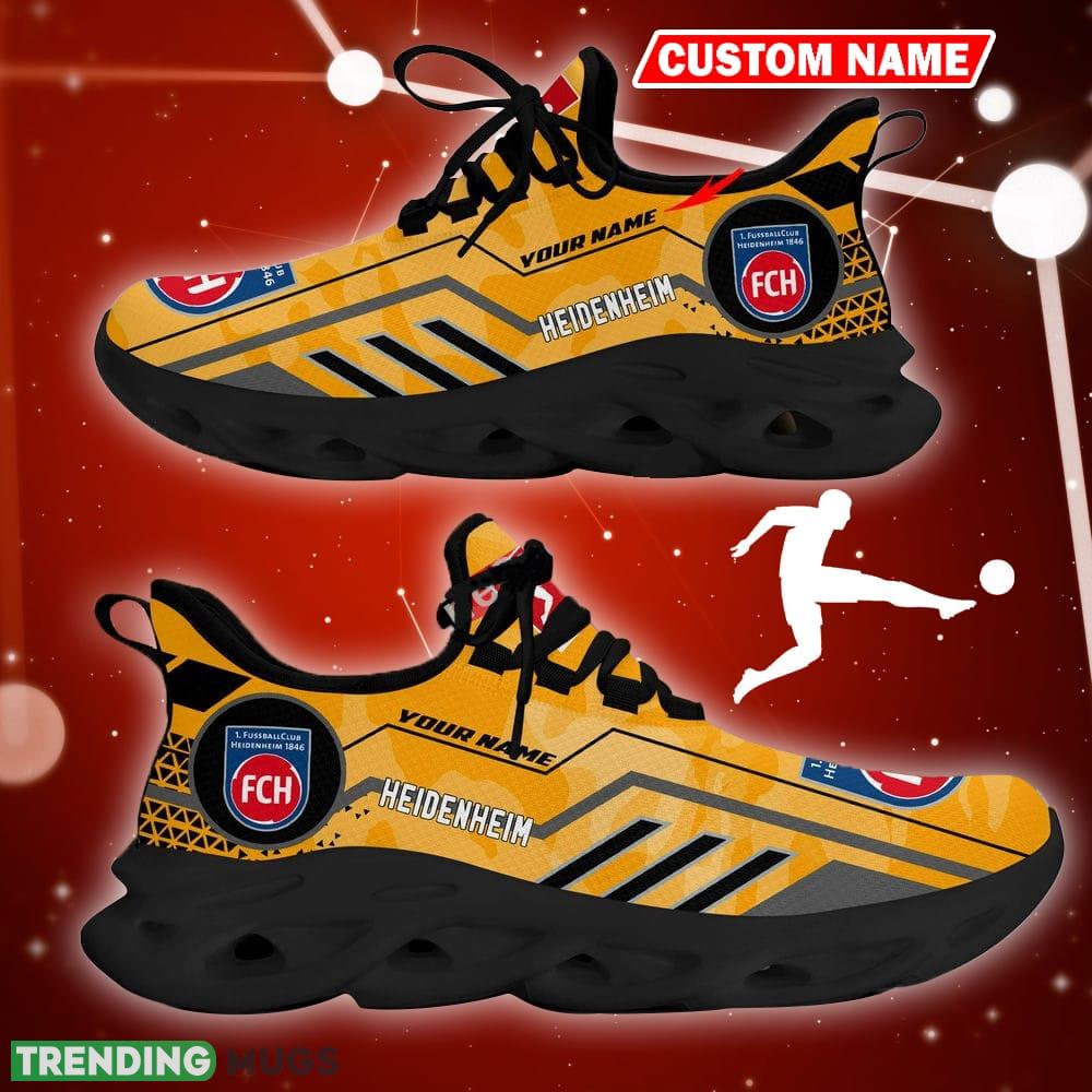 FC Heidenheim Logo Running Sneakers Camo Yellow Max Soul Shoes Custom Name Max Soul FC Heidenheim Logo Running Sneakers Camo Yellow Max Soul Shoes Custom Name Max Soul