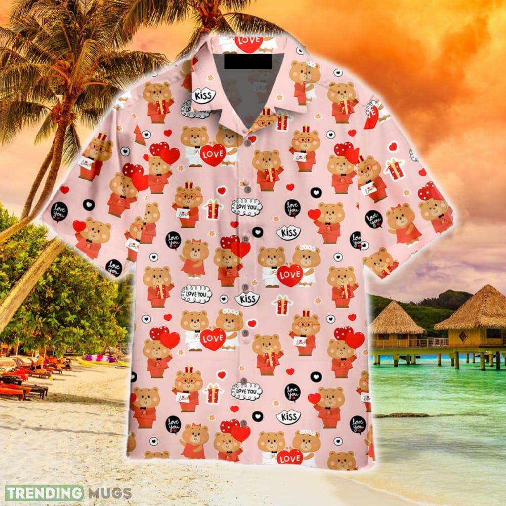 Happy Valentine With Cute Bear Hawaiian Shirt Summer For Men And Women - Happy Valentine With Cute Bear Hawaiian Shirt Aloha For Men And Women_1 Happy Valentine With Cute Bear Hawaiian Shirt Summer For Men And Women - Happy Valentine With Cute Bear Hawaiian Shirt Aloha For Men And Women_1