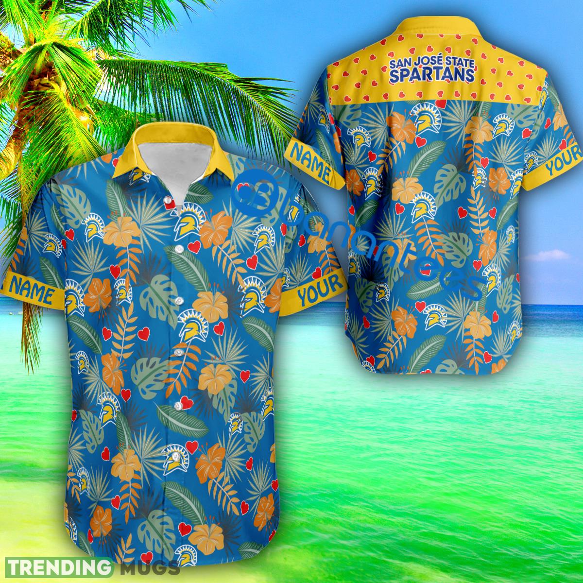 Heart Pattern San Jose State Spartans Personalized Valentines Day 3D Hawaiian Shirt - Heart Pattern San Jose State Spartans Personalized Valentines Day 3D Hawaiian Shirt Heart Pattern San Jose State Spartans Personalized Valentines Day 3D Hawaiian Shirt - Heart Pattern San Jose State Spartans Personalized Valentines Day 3D Hawaiian Shirt