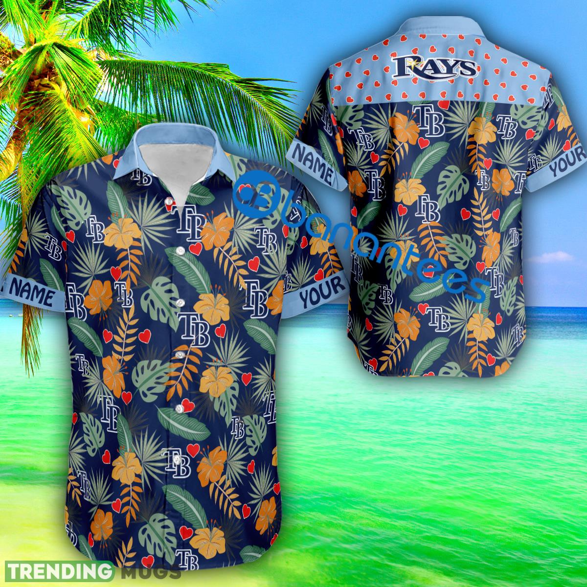 Heart Pattern Tampa Bay Rays Personalized Valentines Day Hawaiian Shirt Short Sleeve - Heart Pattern Tampa Bay Rays Personalized Valentines Day Hawaiian Shirt Short Sleeve