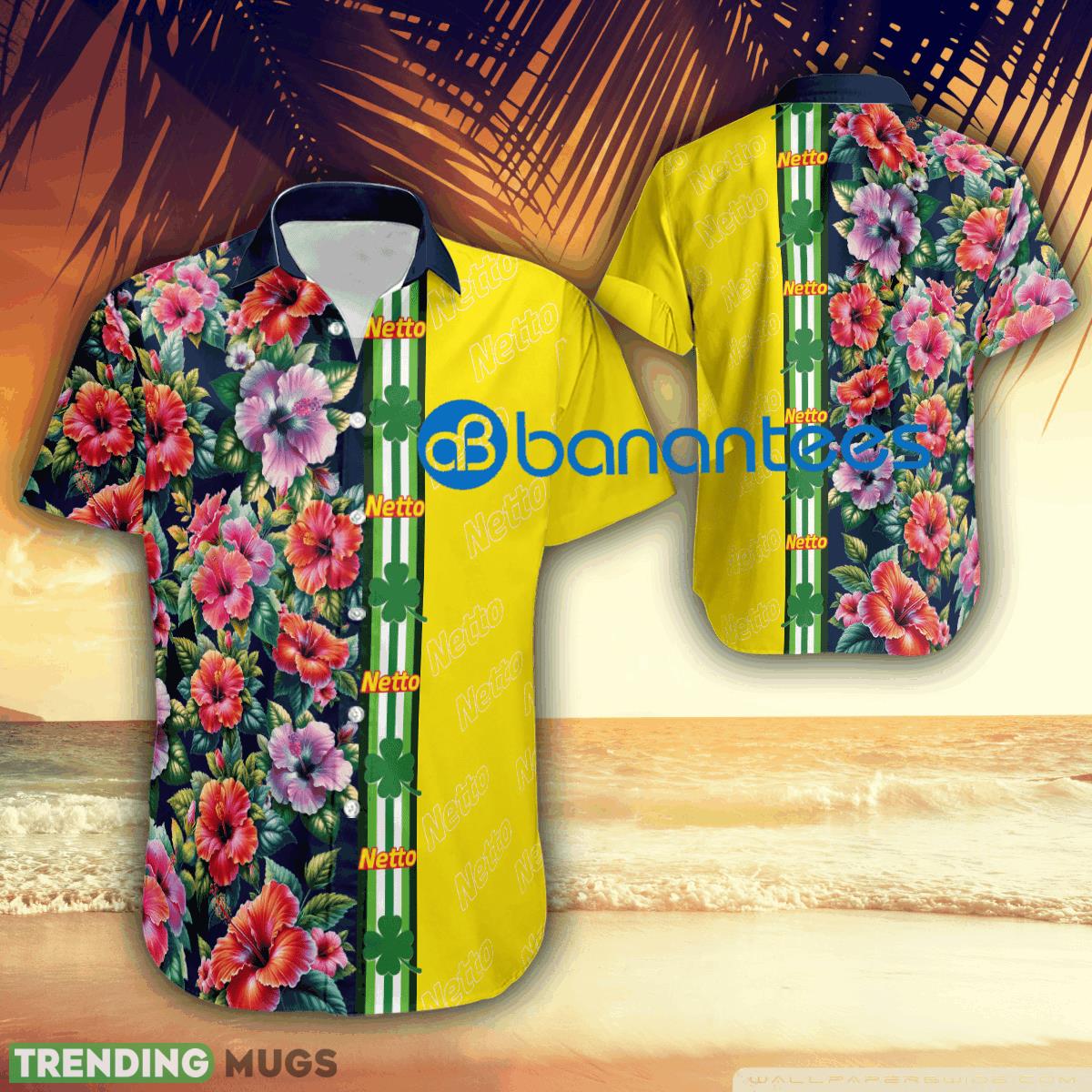 Hibiscus Flower Netto Marken Discount Logo Hawaiian Shirt Short Sleeve Gift Patricks Day - Hibiscus Flower Netto Marken Discount Logo Hawaiian Shirt Short Sleeve Gift Patricks Day