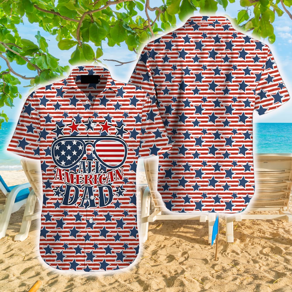 Independence Day Outfit All American Dad Retro Vintage Patriotism Hawaiian Shirt Aloha Casual Shirt For Men And Women - 250124-114757