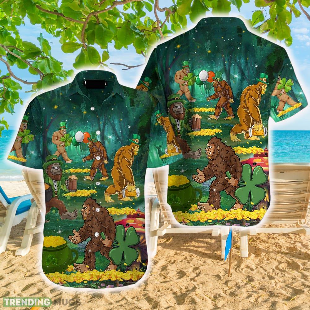Irish Bigfoot And Beer St Patrick's Day Hawaiian Shirt Aloha Casual Shirt For Men And Women - Irish Bigfoot And Beer St Patrick's Day Hawaiian Shirt Aloha Casual Shirt For Men And Women