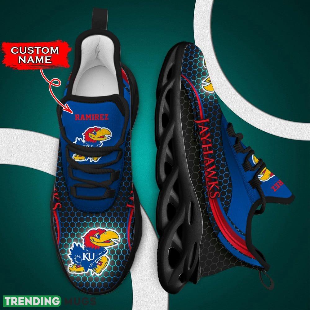 Kansas Jayhawks Sunset Custom Name Max Soul Sneakers Luxury NCAA Clunky For Men Women Gift For Fans Hawaiian Shirt Kansas Jayhawks Sunset Custom Name Max Soul Sneakers Luxury NCAA Clunky For Men Women Gift For Fans Hawaiian Shirt