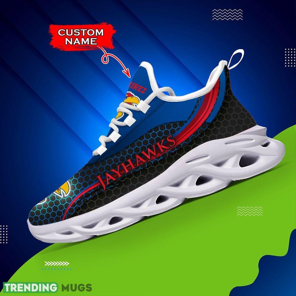 Kansas Jayhawks Sunset Custom Name Max Soul Sneakers Luxury NCAA Clunky For Men Women Gift For Fans Hawaiian Shirt Kansas Jayhawks Sunset Custom Name Max Soul Sneakers Luxury NCAA Clunky For Men Women Gift For Fans Hawaiian Shirt