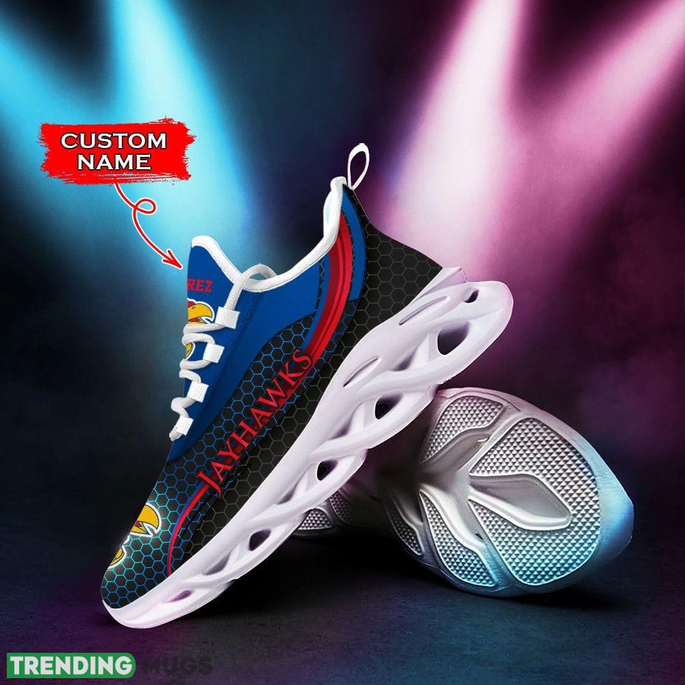 Kansas Jayhawks Sunset Custom Name Max Soul Sneakers Luxury NCAA Clunky For Men Women Gift For Fans Hawaiian Shirt Kansas Jayhawks Sunset Custom Name Max Soul Sneakers Luxury NCAA Clunky For Men Women Gift For Fans Hawaiian Shirt